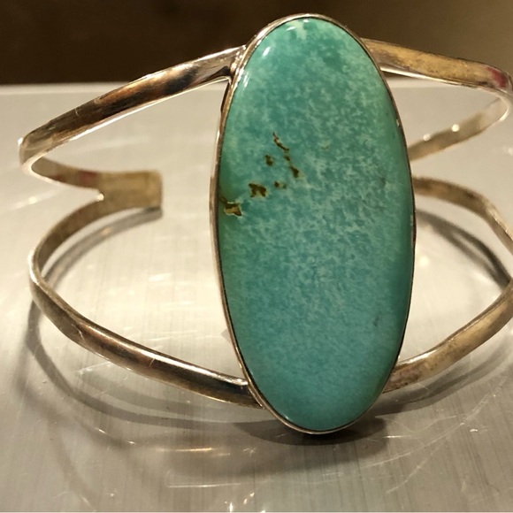 Southwest Jewelry - 925 Sterling Silver and Blue Turquoise Cuff